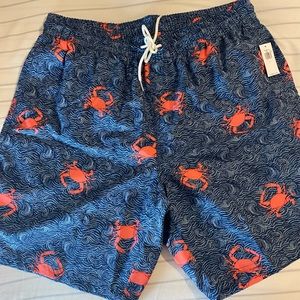 Brand New Printed Swim Trunks for Men 8-inch inseam Size LG Novelty Small Crabs